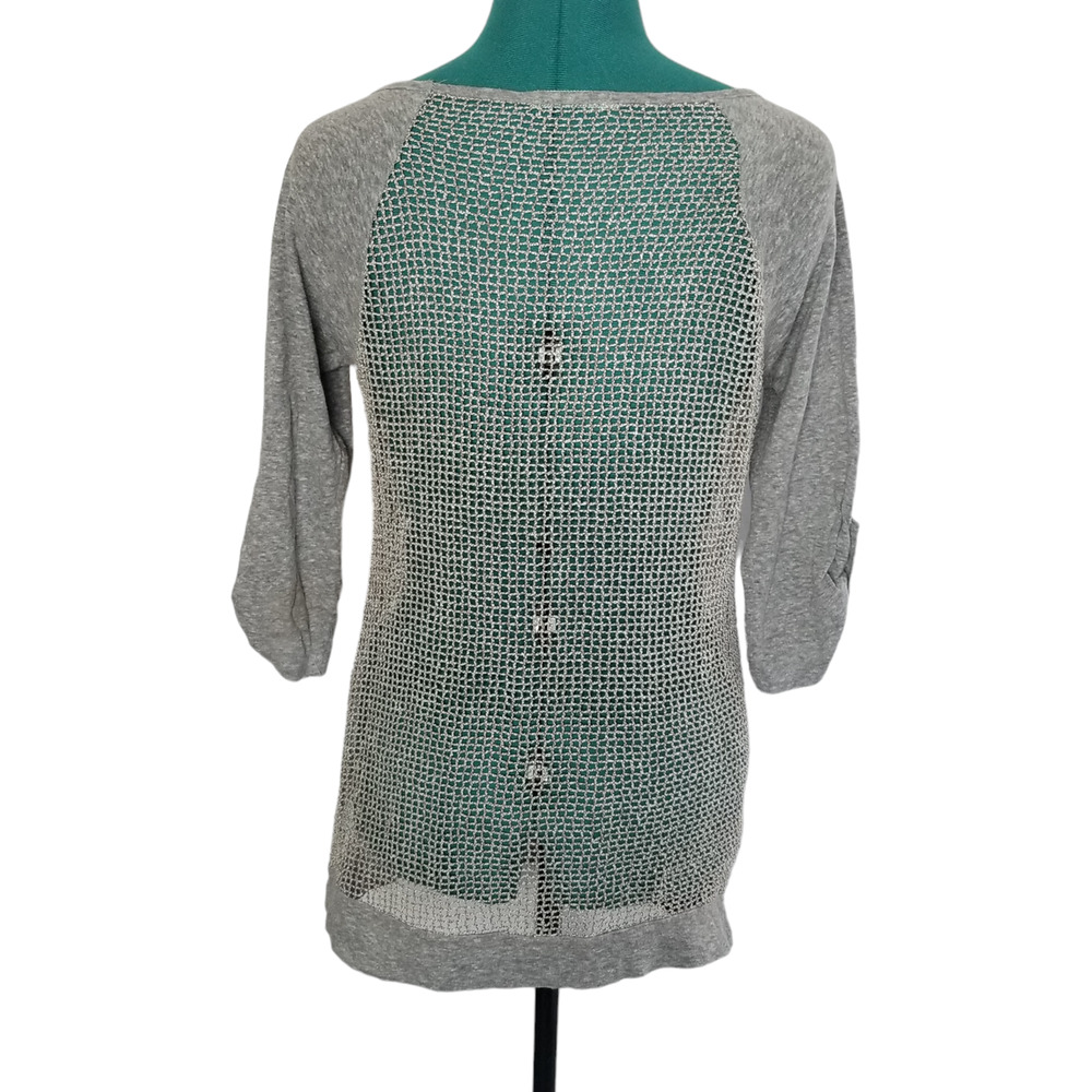 Maurices Gray Mesh See Through Baseball Tee, Gray, Size M - Picture 2 of 9